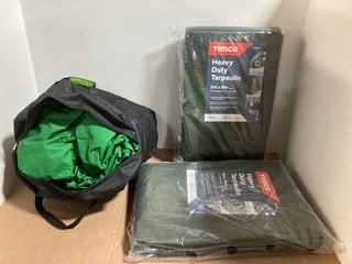 2 X ASSORTED ITEMS TO INCLUDE PACK OF TIMCO HEAVY DUTY TARPAULIN 5m X 8M: LOCATION - B1