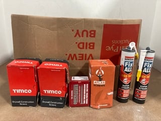 QTY OF ASSORTED ITEMS TO INCLUDE TIMCO DRYWALL CONSTRUCTION SCREWS , SILVER GAFFER TAPE ROLL: LOCATION - C8