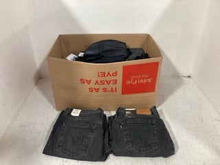 QTY OF ASSORTED CLOTHING ITEMS TO INCLUDE LEVIS 501 ORIGINAL CROPPED HIGH WAIST DENIM JEANS IN BLACK WASH SIZE: W29 X L26'': LOCATION - C9