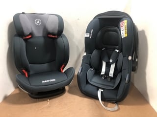 2 X ASSORTED CHILDRENS CAR SEAT TO INCLUDE MAXI COSI CAPRI FIX HIGH BACK CAR SEAT: LOCATION - C16