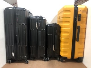 2 X MEDIUM SIZED JOHN LEWIS AND PARTNERS HARDSHELL TRAVEL SUITCASES IN BLACK AND YELLOW: LOCATION - C16