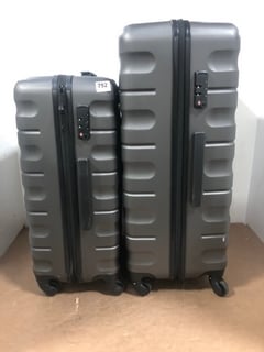 2 X ASSORTED SIZED JOHN LEWIS AND PARTNERS HARDSHELL TRAVEL SUITCASES IN DARK GREY: LOCATION - C16