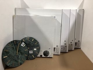 7 X ASSORTED JOHN LEWIS AND PARTNERS HOUSE HOLD CLOCK ITEMS TO INCLUDE DARK WOOD CLOCK: LOCATION - C16