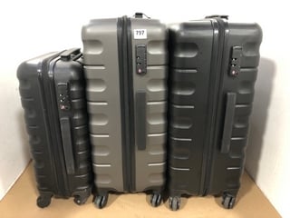 3 X SMALL AND MEDIUM SIZED JOHN LEWIS AND PARTNERS HARDSHELL TRAVEL SUITCASES IN BLACK AND GREY: LOCATION - C17