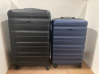 2 X ASSORTED SIZED JOHN LEWIS AND PARTNERS HARDSHELL TRAVEL SUITCASES IN NAVY AND BLACK: LOCATION - C19