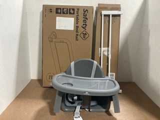 3 X ASSORTED BABY ITEMS TO INCLUDE SAFETY 1ST PORTABLE BED RAIL , BEBECONFORT MEELY THE ESSENTIAL HIGH CHAIR: LOCATION - C21