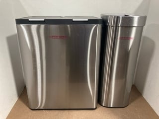 2 X ASSORTED JOHN LEWIS AND PARTNERS WASTE BINS IN STAINLESS STEEL: LOCATION - D15