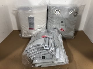 3 X ASSORTED JOHN LEWIS AND PARTNERS CURTAIN PAIRS IN LIGHT GREY AND VELVET CHAMPAGNE: LOCATION - D14