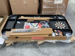 RILEY 3 IN 1 FOLDING POOL TABLE AND DARTBOARD AND TABLE TENNIS - RRP £420: LOCATION - A7