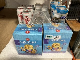 (COLLECTION ONLY) QTY OF ASSORTED FOOD AND DRINK TO INCLUDE DRAGON ENERGY SUGAR FREE 500ML DRINK & GIN GINS STRONG GINGER CANDY - BBE: JUL 2025: LOCATION - AR6