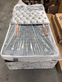 SINGLE DIVAN BED BASE & HEADBOARD IN SILVER TO INCLUDE SINGLE MATTRESS: LOCATION - B2