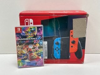 NINTENDO SWITCH 32 GB GAMES CONSOLE (ORIGINAL RRP - £286) IN NEON BLUE & NEON RED: MODEL NO HAC-001 (-01, WITH BOX & ALL ACCESSORIES, TO INCLUDE MARIOKART 8 DELUXE) [JPTM127742]