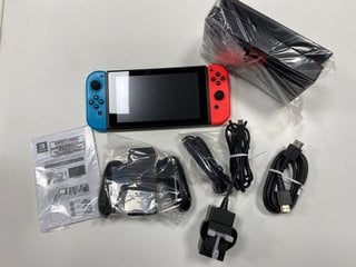 NINTENDO SWITCH 32 GB GAMES CONSOLE IN NEON RED/ NEON BLUE: MODEL NO HAC-001 (-01, WITH ALL ACCESSORIES) [JPTM127707]