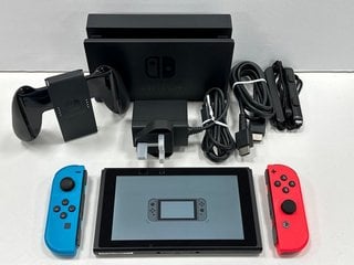 NINTENDO SWITCH 32 GB GAMES CONSOLE IN NEON RED / NEON BLUE: MODEL NO HAC-001(-01, WITH ALL ACCESSORIES (NO BOX)) [JPTM127721]