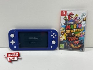 NINTENDO SWITCH LITE 32 GB GAMES CONSOLE (ORIGINAL RRP - £199) IN BLUE: MODEL NO HDH-001 (WITH MAINS POWER ADAPTER, TO INCLUDE SUPER MARIO 3D WORLDS + BOWSERS FURY GAME) [JPTM127720]