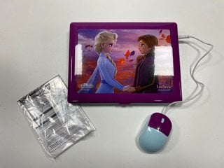 DISNEY FROZEN 11 BILINGUAL EDUCATIONAL CHILDREN'S LAPTOP WITH 124 ACTIVITIES ENGLISH /SPANISH LEXIBOOK (ORIGINAL RRP - £33) IN PURPLE/BLUE (WITH MOUSE AND INSTRUCTIONS) [JPTM127698]