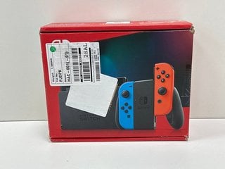 NINTENDO SWITCH 32 GB GAMES CONSOLE IN NEON BLUE & NEON RED: MODEL NO HAC-001(-01, WITH BOX & ALL ACCESSORIES) [JPTM127766]