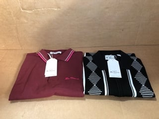 BEN SHERMAN POLO T-SHIRT IN WINE UK SIZE SML TO INCLUDE BEN SHERMAN POLO 3/4 ZIP UP T-SHIRT IN BLACK UK SIZE SML - COMBINED RRP £106: LOCATION - E11