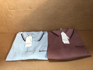 BEN SHERMAN POLO T-SHIRT IN SKY UK SIZE L TO INCLUDE BEN SHERMAN POLO T-SHIRT IN GRAPE UK SIZE L - COMBINED RRP £100: LOCATION - E11