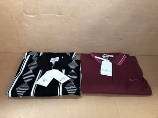 BEN SHERMAN POLO 3/4 ZIP UP T-SHIRT IN BLACK UK SIZE L TO INCLUDE BEN SHERMAN POLO T-SHIRT IN WINE UK SIZE XL - COMBINED RRP £106: LOCATION - E11