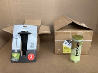 2X BRABANTIA CONCRETE TUBE 45MM FOR TOPSPINNER AND LIFT-O-MATIC ROTARIES TO INCLUDE BOX OF HEAD PADEL PRO S TENNIS BALLS: LOCATION - E11