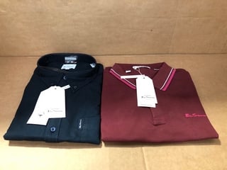 BEN SHERMAN POLO T-SHIRT IN WINE UK SIZE XL TO INCLUDE BEN SHERMAN SHIRT IN DARK NAVY UK SIZE XL - COMBINED RRP £115: LOCATION - E12