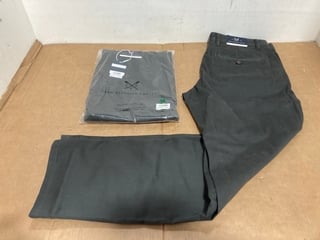 2 X CREW COMPANY CLOTHING MENS CLASSIC CHINOS IN CHARCOAL UK SIZE 36R - COMBINED RRP £138: LOCATION - H4