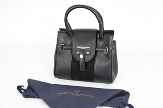 FAIRFAX AND FAVOR MINI WINDSOR HANDBAG IN BLACK LEATHER - RRP £295: LOCATION - FRONT BOOTH