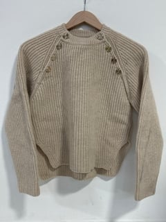 MAJE RIBBED WOOL JUMPER IN BEIGE UK SIZE 6 - RRP £279: LOCATION - FRONT BOOTH