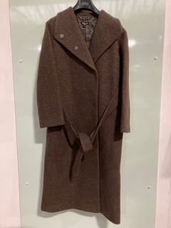 WHISTLES MORGAN FUNNEL NECK COAT IN BROWN UK SIZE 6: LOCATION - H10