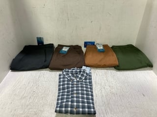 5 X ASSORTED ROHAN CLOTHING ITEMS TO INCLUDE MENS DRY DISTRICT CHINOS IN SHALE BROWN - UK 32S: LOCATION - H14