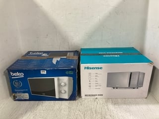 BEKO 20L MANUAL MICROWAVE IN WHITE TO ALSO INCLUDE HISENSE 20L DIGITAL MICROWAVE IN SILVER: LOCATION - H15