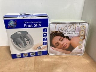 CRYSTALS DELUXE MASSAGING FOOT SPA TO ALSO INCLUDE HOME FRONT LUXURY FULLY FITTED FLEECE ELECTRIC BLANKET: LOCATION - I16