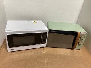 TOSHIBA MM-EM20P DIGITAL MICROWAVE OVEN TO ALSO INCLUDE RUSSELL HOBBS SCANDI COMPACT MANUAL MICROWAVE IN MATTE GREEN: LOCATION - I16