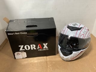 ZORAX ZOR-819 FULL FACE MOTORCYCLE HELMET IN PINK BUTTERFLY - SIZE XS: LOCATION - I15