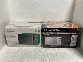 SWAN 20L DIGITAL MICROWAVE IN PINE GREEN TO ALSO INCLUDE RUSSELL HOBBS LEGACY COMPACT DIGITAL MICROWAVE IN CREAM: LOCATION - I10