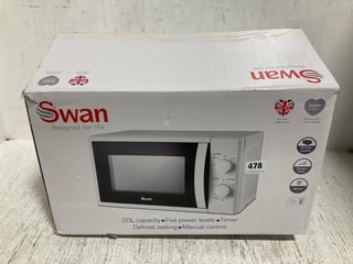 SWAN 20L MANUAL MICROWAVE IN WHITE: LOCATION - I9