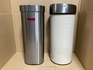 2 X JOHN LEWIS & PARTNERS SENSOR BINS IN CREAM/STAINLESS STEEL: LOCATION - I8