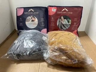 4 X ASSORTED DREAMLAND BLANKETS TO INCLUDE LUXURY HEATED THROW IN GREY: LOCATION - I5