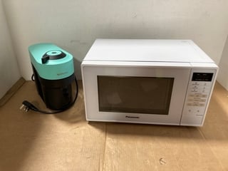 PANASONIC NN-E27JWM DIGITAL MICROWAVE IN WHITE TO ALSO INCLUDE NESPRESSO VERTUO POD COFFEE MACHINE IN MINT GREEN/BLACK: LOCATION - I5