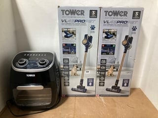 2 X TOWER VL45 PRO PET CORDLESS STICK 3 IN 1 VACUUMS TO ALSO INCLUDE TOWER AIR FRYER OVEN IN BLACK: LOCATION - I2