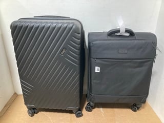 ROCK PARIS CABIN SIZE FABRIC WHEELED SUITCASE IN BLACK TO ALSO INCLUDE ROCK SMALL HARD SHELL WHEELED SUITCASE IN BLACK: LOCATION - I2