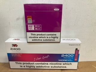 BOX OF 10 SKE CRYSTAL BAR 20MG DISPOSABLE VAPES IN PINK LEMONADE TO INCLUDE BOX OF IVG 2400 20MG VAPES IN WATERMELON ICE (PLEASE NOTE: 18+YEARS ONLY. ID MAY BE REQUIRED): LOCATION - E0