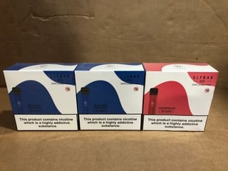 2 X BOXES OF 10 DISPOSABLE ELFBARS (20MG) - 600 PUFFS IN BLUE RAZZ FLAVOUR - BBE: 10.08.2026 TO ALSO INCLUDE BOX OF 10 DISPOSABLE ELFBARS (20MG) - 600 PUFFS IN WATERMELON FLAVOUR - BBE: 08.05.2026 (P