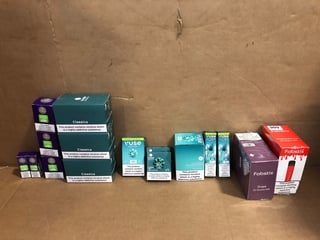 QTY OF ASSORTED DISPOSABLE VAPES AND PODS TO INCLUDE FABSTIX WATERMELON ICE AND VUSE ORIGINALS CRUSHED MINT E LIQUID PODS (PLEASE NOTE: 18+YEARS ONLY. ID MAY BE REQUIRED): LOCATION - E0