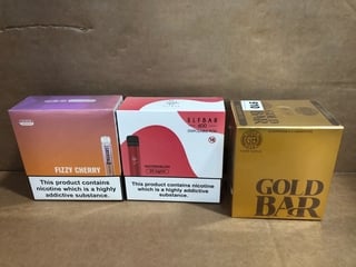 3X ASSORTED DISPOSABLE VAPES TO INCLUDE GOLD BAR BLUEBERRY ICE AND SIKE CRYSTAL FIZZY CHERRY (PLEASE NOTE: 18+YEARS ONLY. ID MAY BE REQUIRED): LOCATION - E0