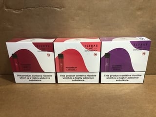 3X ASSORTED ELFBAR DISPOSABLE VAPES TO INCLUDE BLUEBERRY RASPBERRY AND WATERMELON (PLEASE NOTE: 18+YEARS ONLY. ID MAY BE REQUIRED): LOCATION - E0