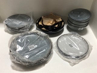 QTY OF ASSORTED DINNERWARE ITEMS TO INCLUDE CEREAL BOWLS IN GREY SPECKLE GLAZED FINISH: LOCATION - BR10