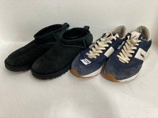 2 X ASSORTED FOOTWEAR TO INCLUDE PAIR OF RALPH LAUREN MENS TRAINERS IN NAVY AND WHITE : SIZE 10 UK: LOCATION - CR3