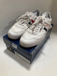 RALPH LAUREN POLO COURT TRAINERS IN WHITE/RED/BLUE - SIZE UK 10: LOCATION - CR4